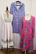 Various vintage dresses, mainly 1970's and 80's to include a pink cocktail dress labelled Trevira,