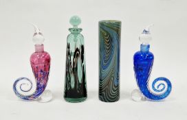 Two Martin Andrews studio glass 'Seahorse' scent bottles and stoppers, each of wrythen form, with