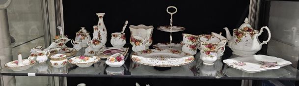 Various items of Robert Albert bone china Old Country Roses pattern including a two-tier cake stand,