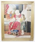 Two 19th century religious woolwork tapestry pictures, largest 72cm x 56cm, together with a 19th