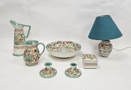 Group of Bursley ware Art Deco pottery by Charlotte Rhead, printed and painted marks, decorated with