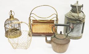 Collection of five metal items including an early 20th century Art Nouveau brass and copper two-