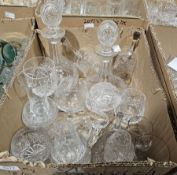 Quantity of cut and moulded glass including three decanters of different forms, Thomas Webb small