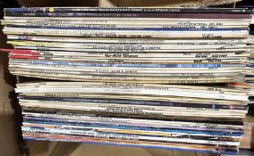 Two boxes of vinyl LPs of mixed genre including Mike Oldfield, Enya, Tangerine Dream, Herb Alpert,