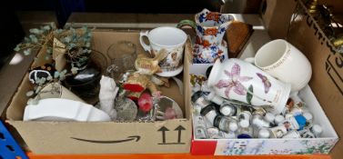 Collection of souvenir pottery and porcelain thimbles, assorted ceramics including a Portmeirion