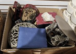 Staffordshire ironstone red and white part tea and dinner service including coffee cups, plates,