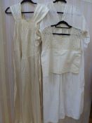 1950's satin nightgown with lace detail to the waist and yoke, broad satin straps, some loss on