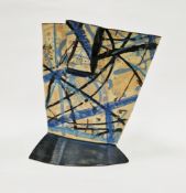 Alison Britton O.B.E. (British b.1948), a slab built earthenware vase of abstract, waisted form,