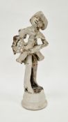 Studio pottery figure wearing tricorn hat on circular plinth base by Richard Barnard, tenmoku and