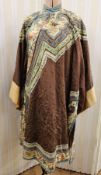 Silk Chinese robe - Han lady's robe - 19th century brown silk with embroidered panels, the yellow