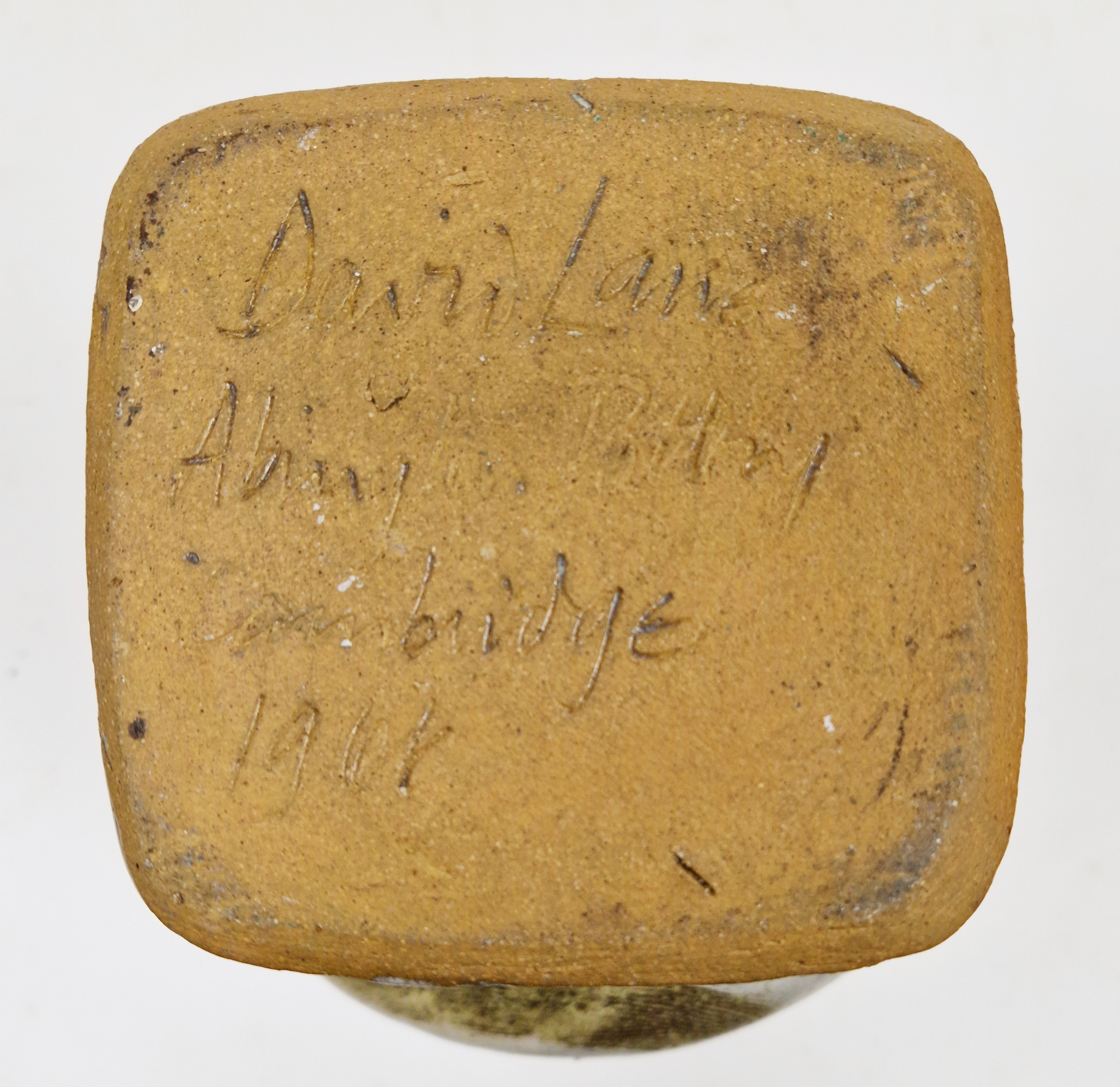 David Lane (1929–2019) for Abington Pottery, large handbuilt vase of square tapered form with flared - Image 2 of 2