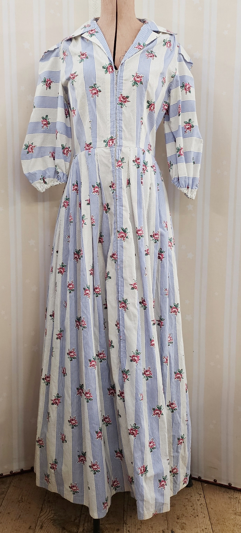 1950's possibly silk evening gown with broad straps, very full skirt, draped bodice (little damage - Image 2 of 2