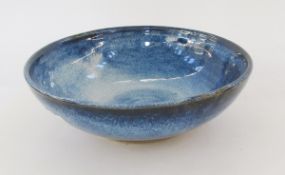 Ray Finch (1914-2012) for Winchcombe bowl, mottled blue glazed, 27cm diameter x 8.5cm high