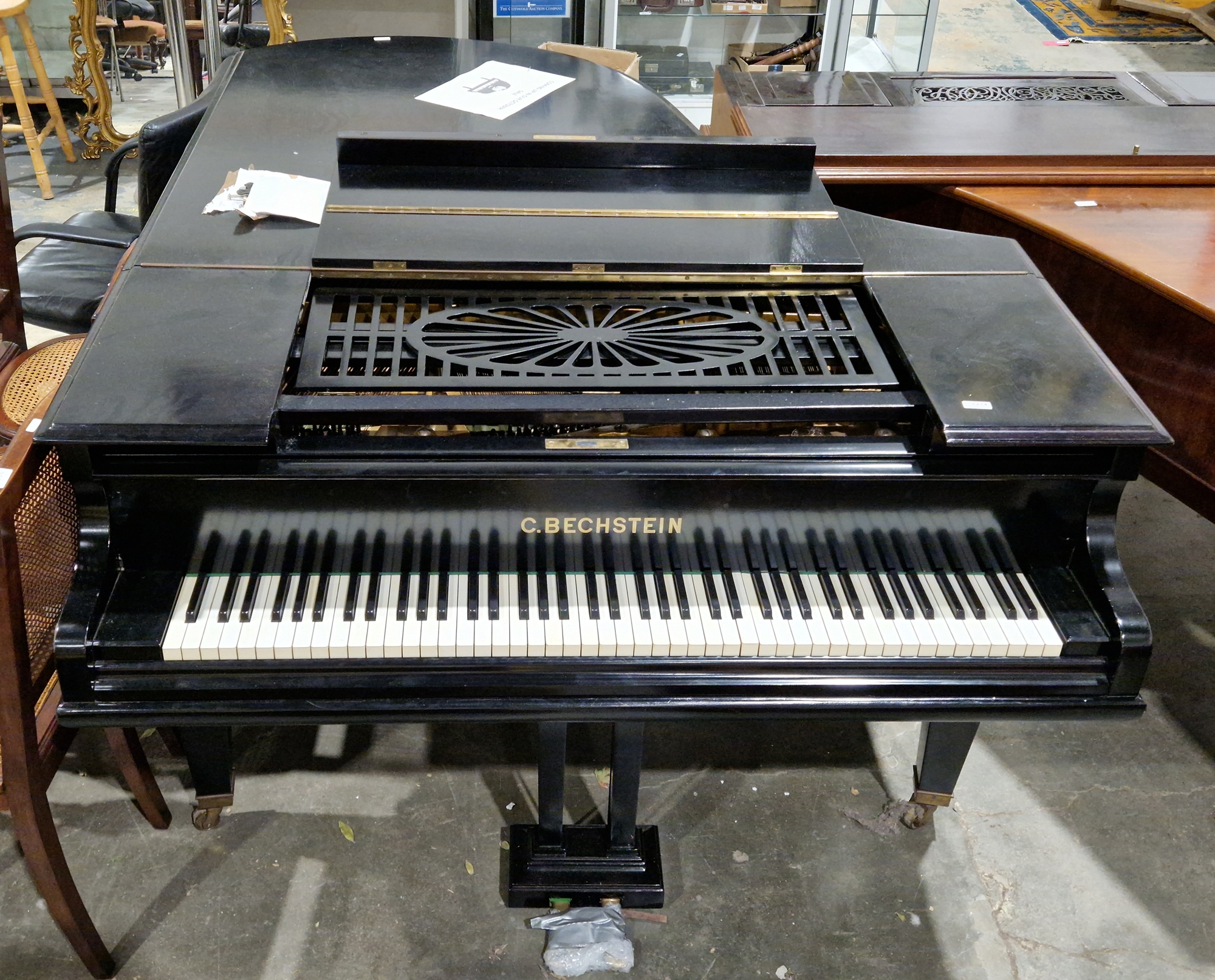 C Bechstein grand piano, no.106208, circa 1912, in ebonised case on square tapering legs and with