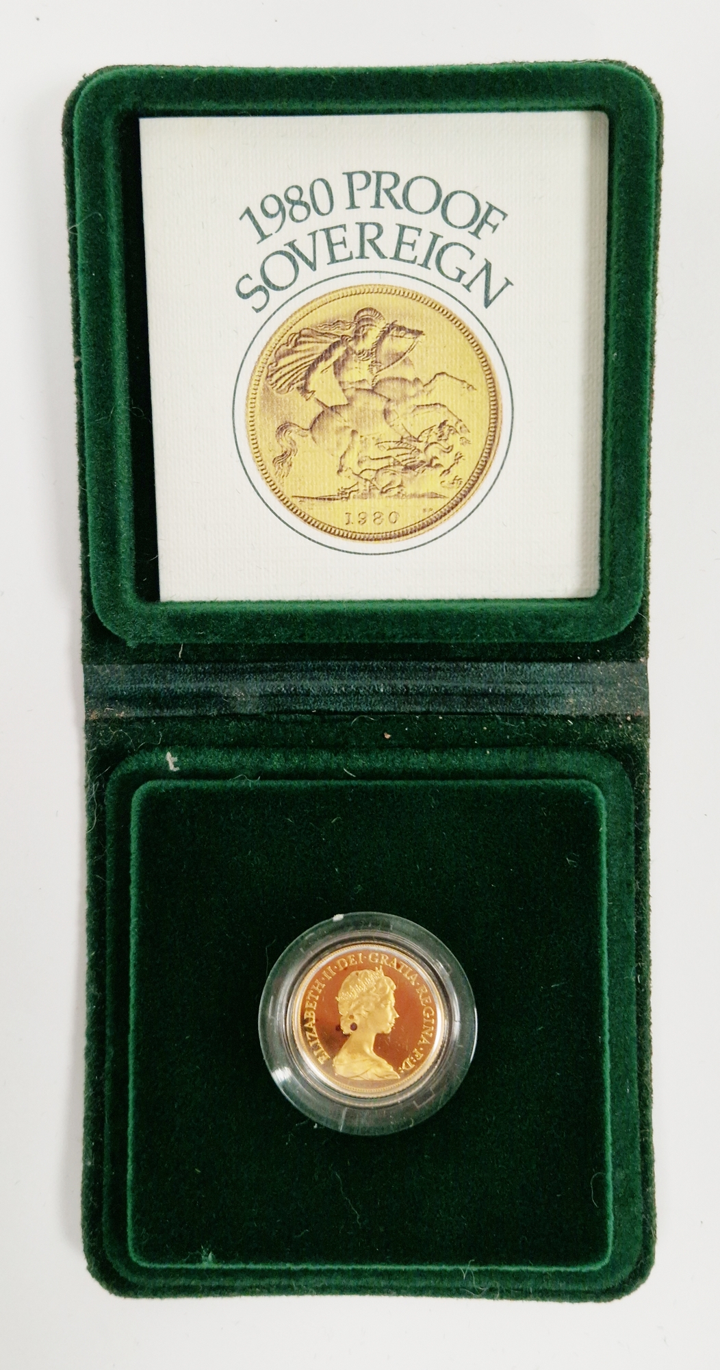 Elizabeth II Royal Mint gold 1980 sovereign in proof case