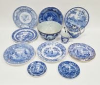 Copeland Spode pottery Italian pattern globular teapot and cover, circa 1900, printed blue marks,