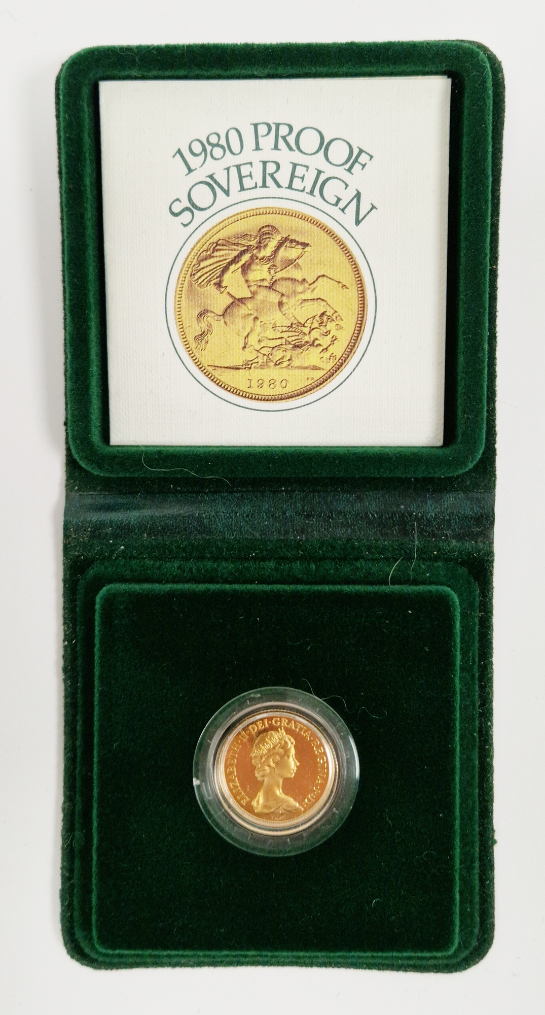 Elizabeth II Royal Mint gold 1980 sovereign in proof case