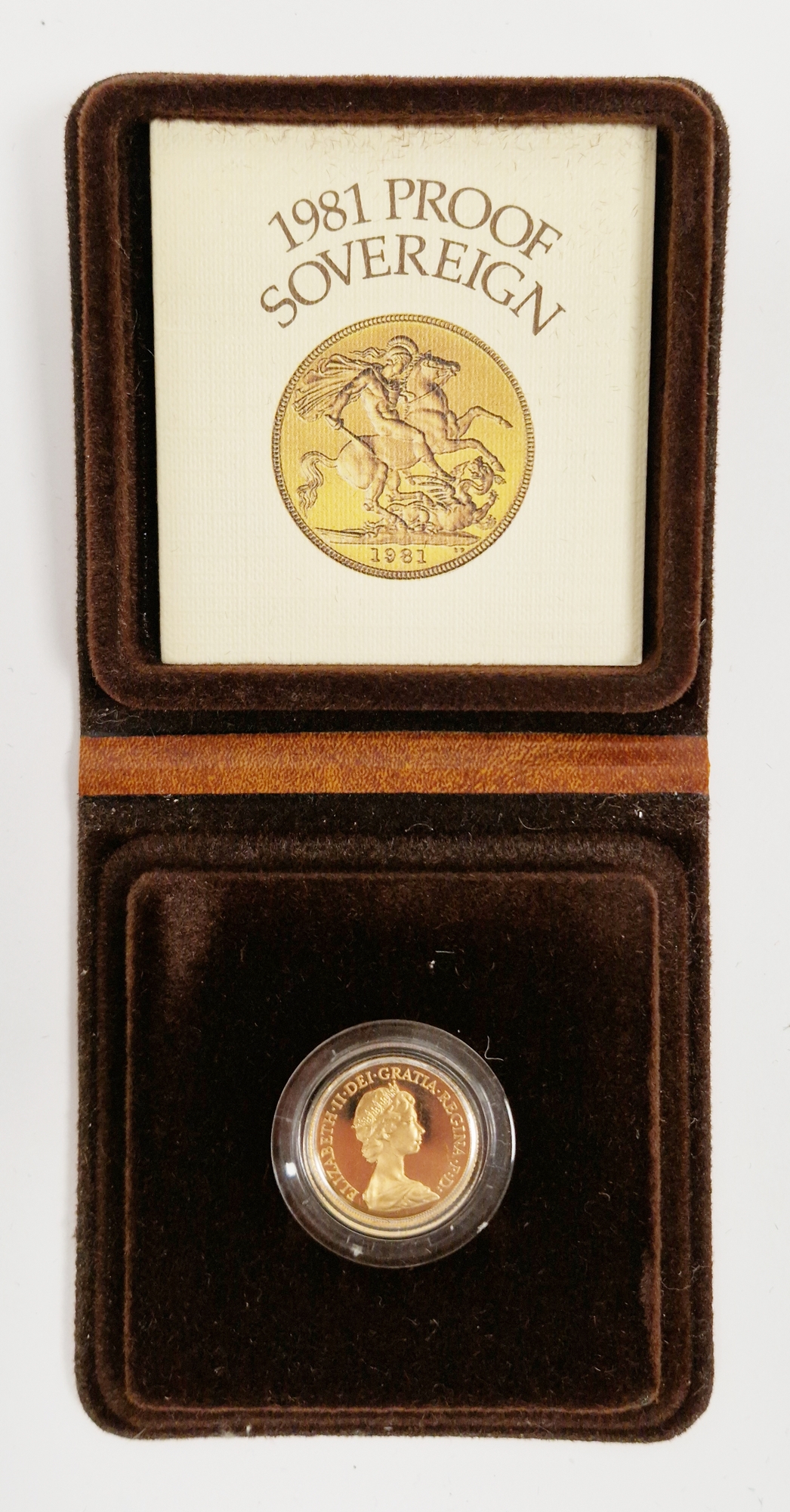 Elizabeth II Royal Mint gold 1981 sovereign in proof case