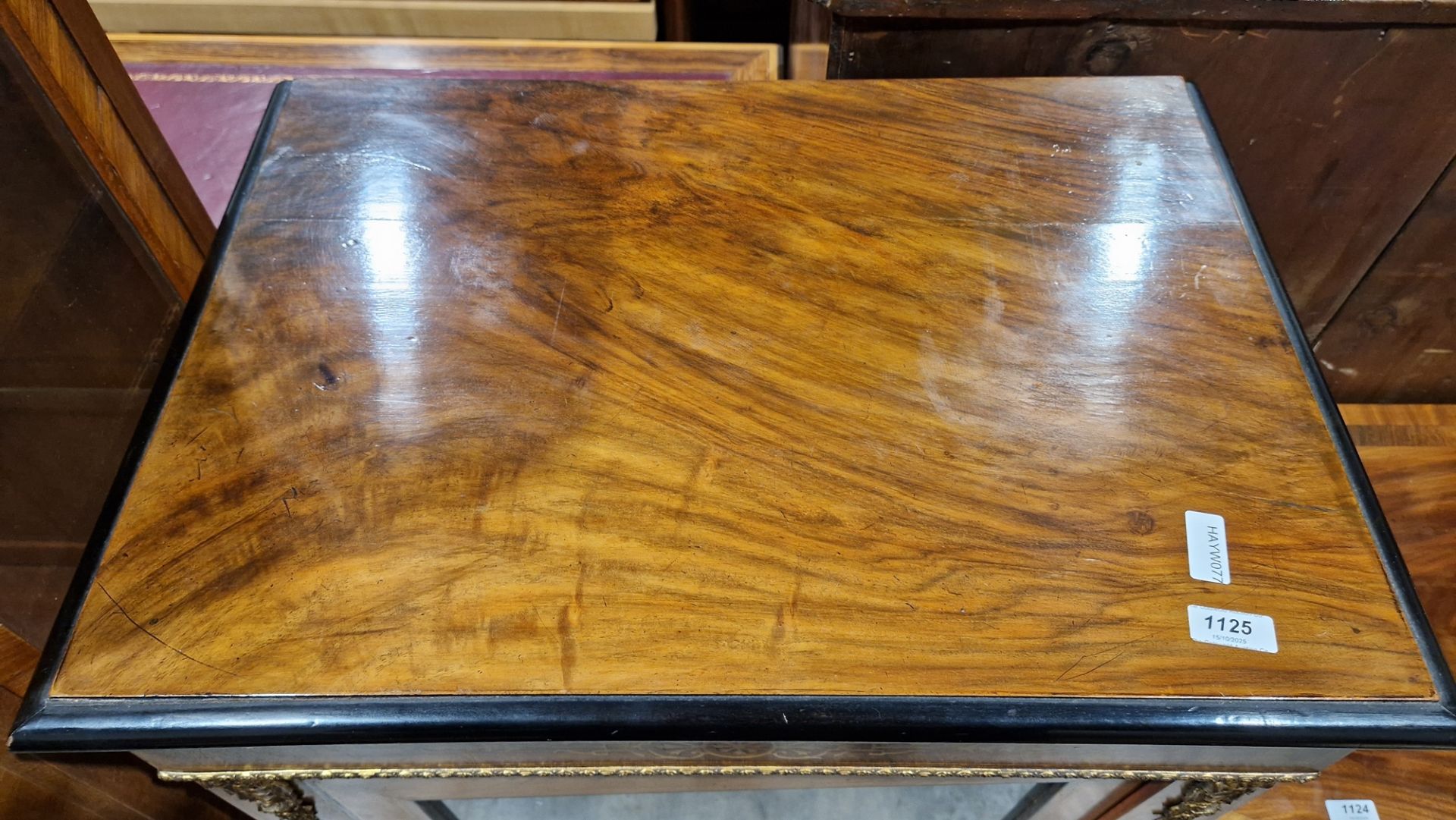 Victorian walnut and ebonised pier cabinet, the rectangular top with ebonised thumb moulded edge, - Image 2 of 28
