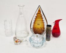 Collection of glassware, comprising: an Orrefors Art Deco pale-blue cut-glass powder-bowl and cover,