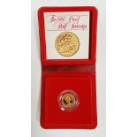 Elizabeth II Royal Mint gold 1980 half-sovereign in proof case
