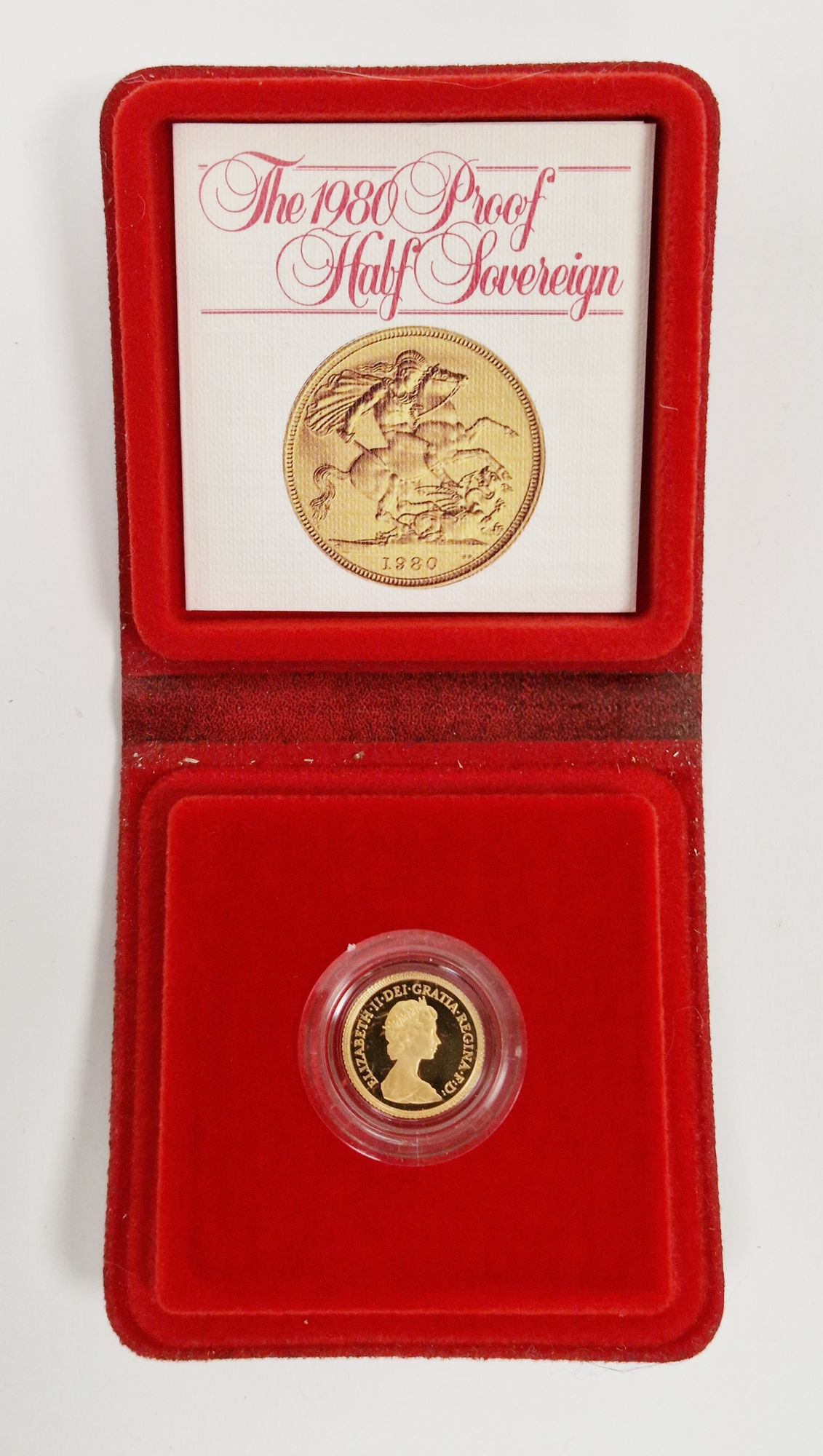 Elizabeth II Royal Mint gold 1980 half-sovereign in proof case