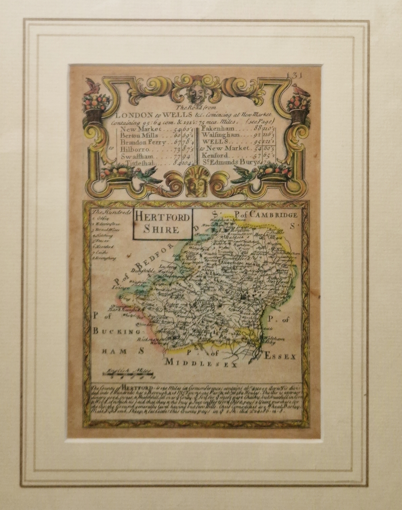 A 17th century hand coloured map 'Bedford Comitatus loim pars Cathifvclanorvm', by Wilhelm Kip, - Image 5 of 9
