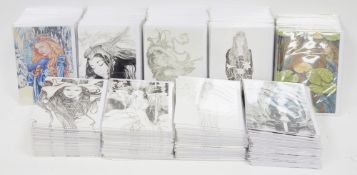 450 greetings cards printed with designs by Ed Org, including snow queen, angel, lilies, etc (1