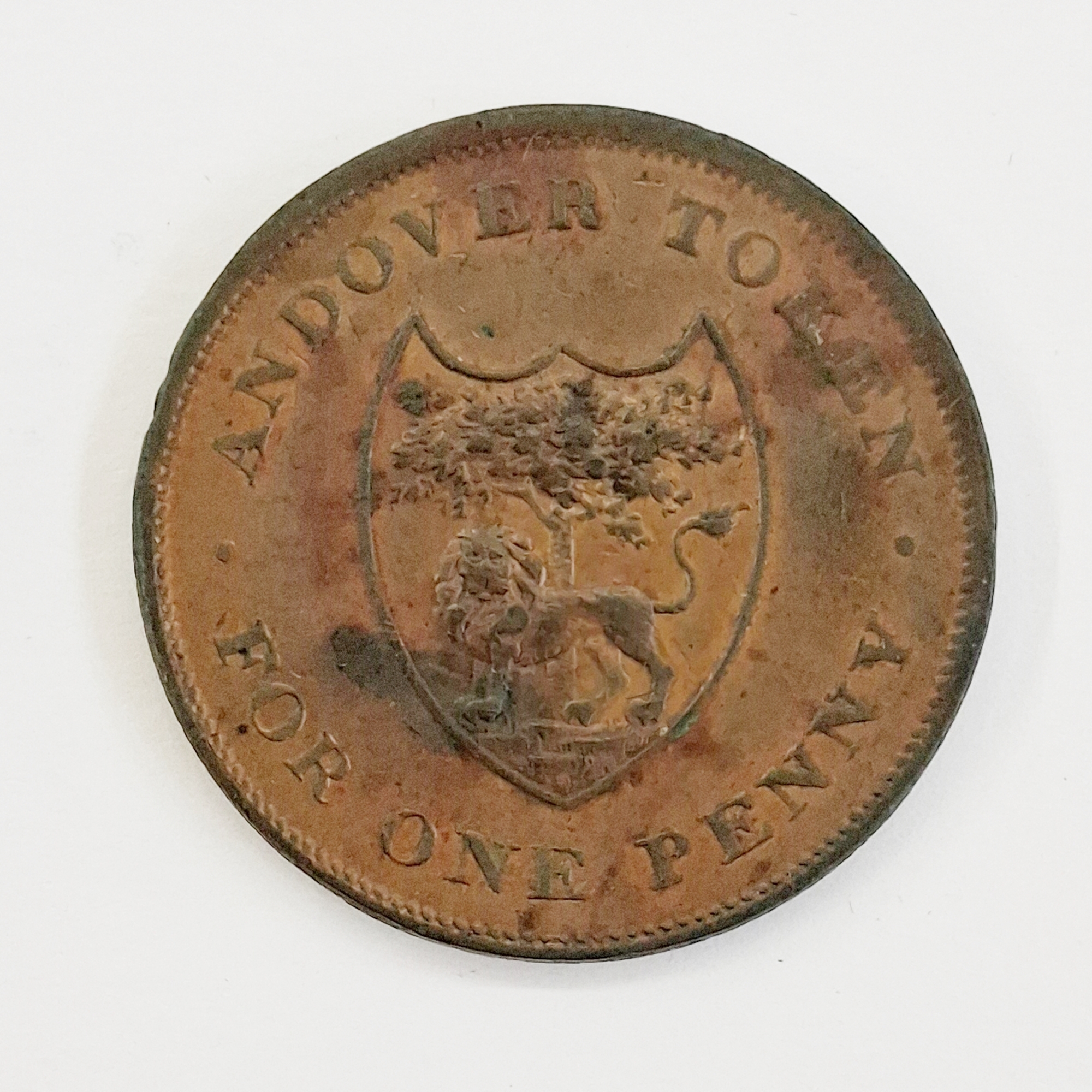 Token, Hampshire, Andover, William Steele Wakeford, copper one penny 1812, about uncirculated - Image 2 of 2