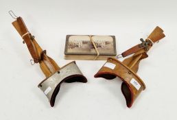 Two Victorian stereoscopic view finders and a collection of cards, the first stamped 'The