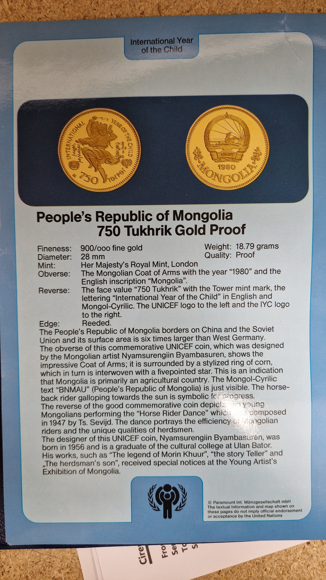 Set of twelve gold coins from the Unicef/IYC International Coin Program to commemorate the - Image 12 of 19