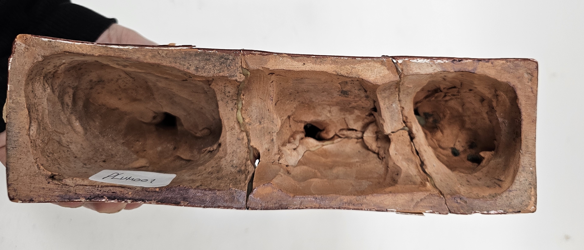 Gaston Hauchecorne (1880-1945) terracotta three Chinese busts in conservation, on rectangular - Image 2 of 2