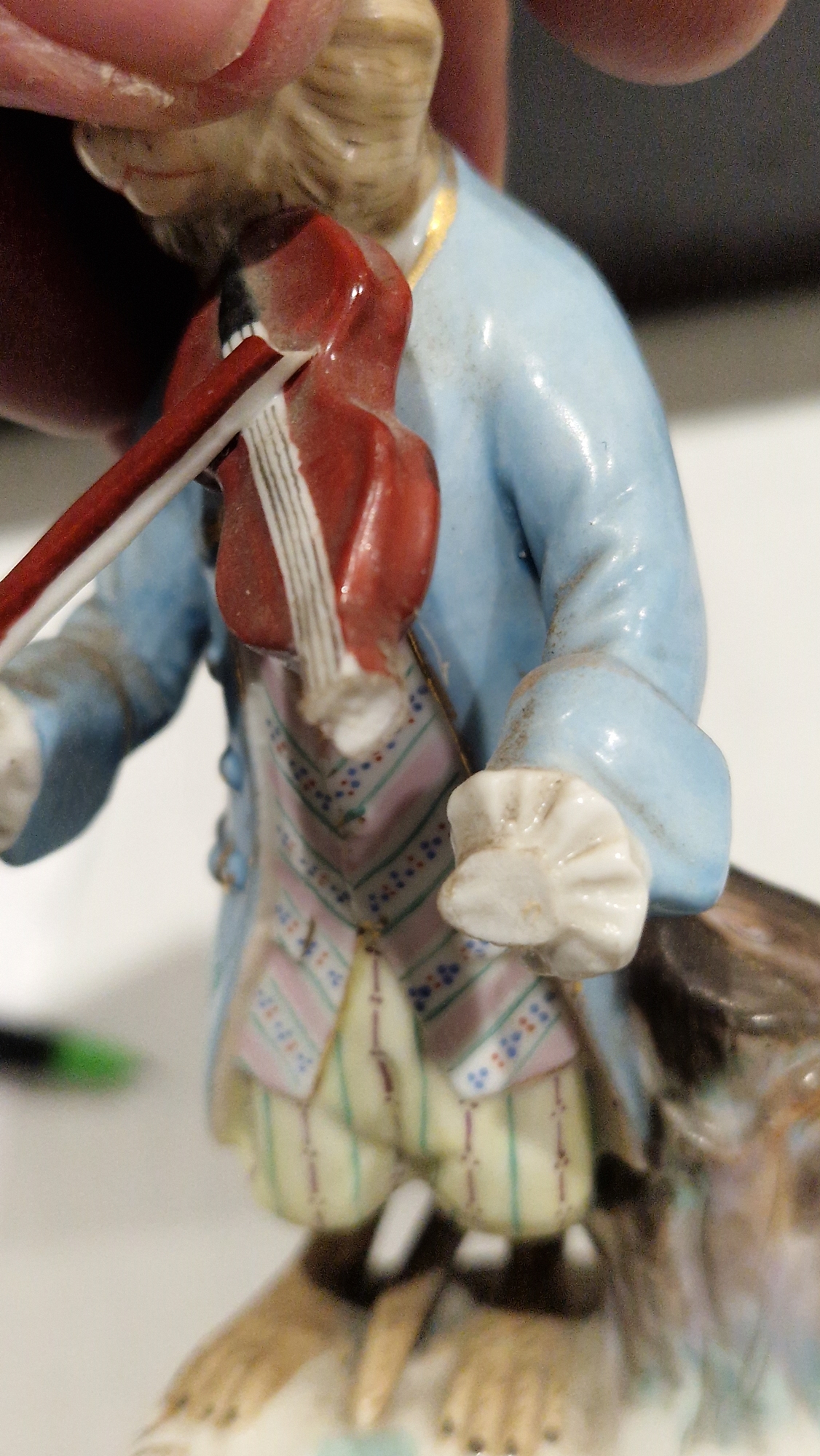 Pair of Dresden porcelain figures of Malabars, 20th century, printed blue marks, impressed numerals, - Image 7 of 8