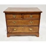 George III oak chest of drawers, the rectangular cross-banded top over two short and two long