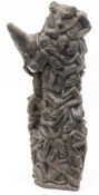 African Makonde ' Tree of Life ' hardwood carving, typically carved with many entwined figures and a