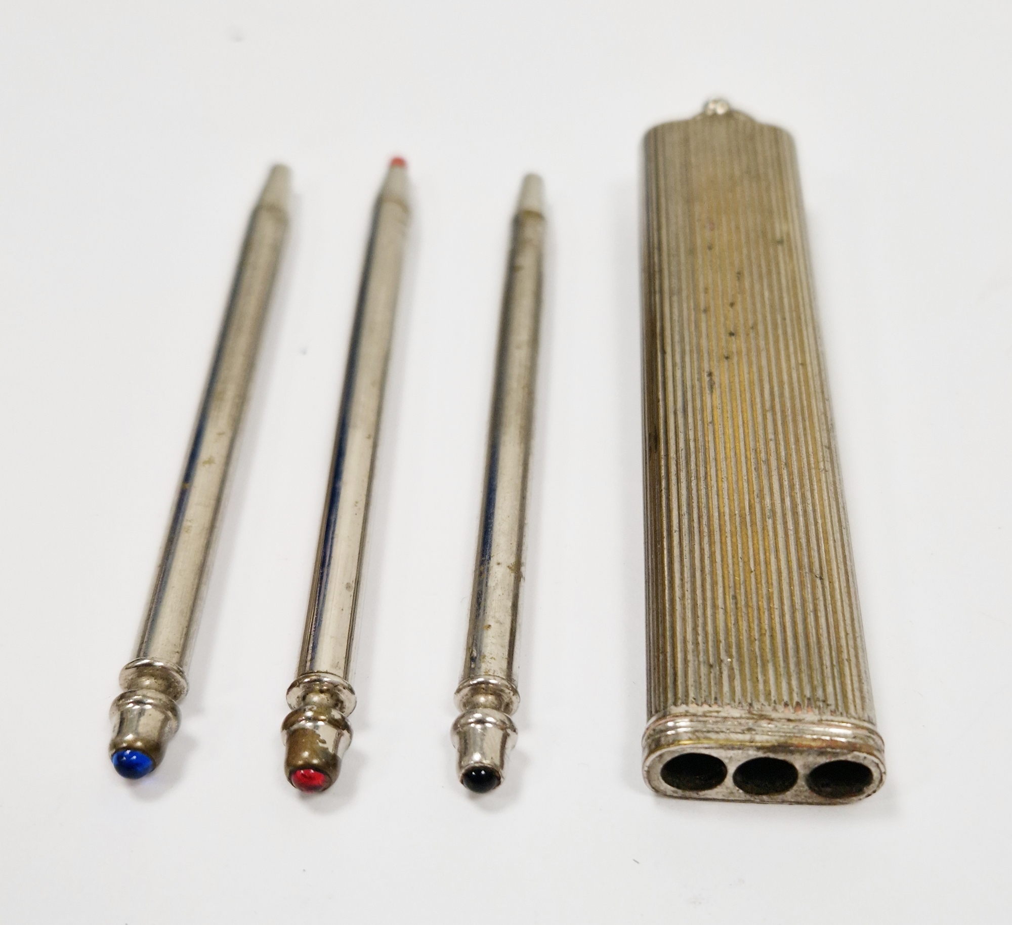 Dressing table jar of shallow circular form with silver mounts and cover, a silver-backed mirror, - Image 5 of 6