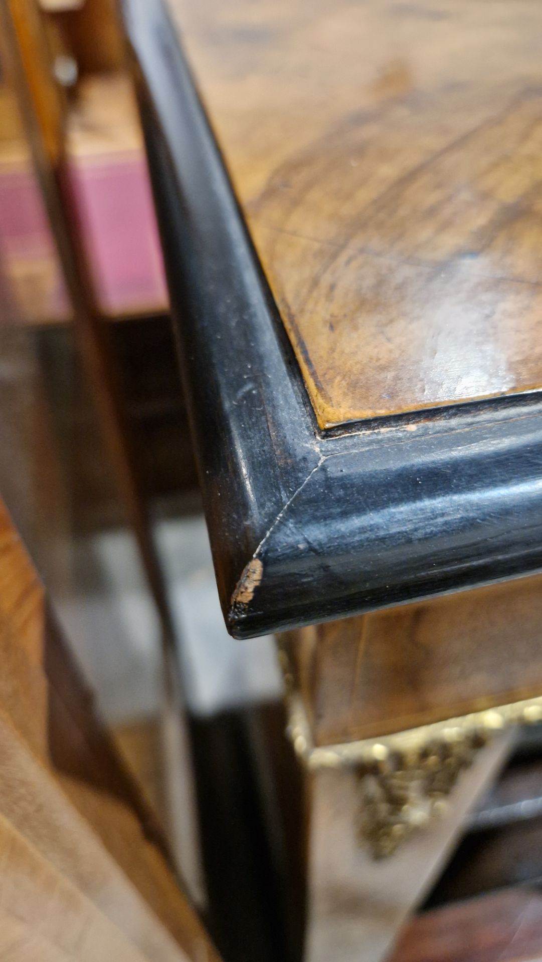 Victorian walnut and ebonised pier cabinet, the rectangular top with ebonised thumb moulded edge, - Image 25 of 28