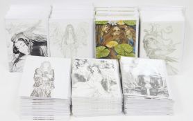 350 greetings cards printed with designs by Ed Org, including lilies, angels and nymphs, etc (1