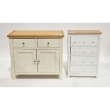Modern side cabinet with oak-effect top over a French grey finished base of two drawers and two