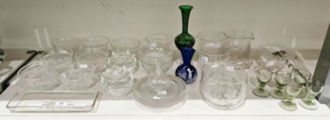 Collection of glassware including eight cut glass finger bowls, early 20th century, cut with