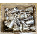 Large quantity of silver plate goblets including a set with textured stems