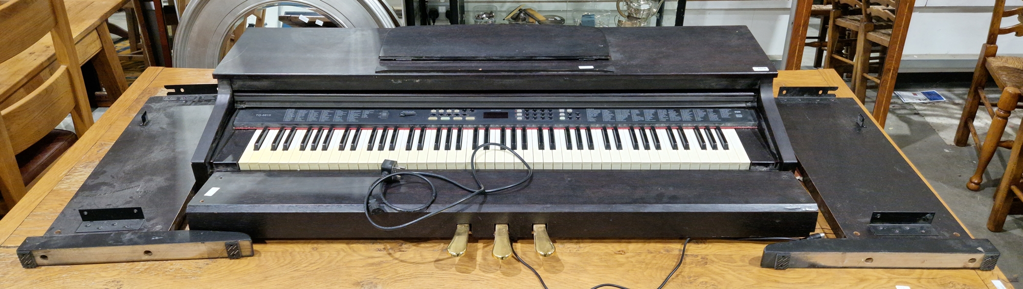 Gear4Music 88 note cabinet style digital piano with 128 stereo PCM voices, MIDI out enables