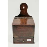 Antique oak candle box, wall hanging, 35.5cm high  Condition Report Surface scratches, scuffs and