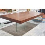 Contemporary floating dining table, possibly by Angel Cerda Ltd, the rectangular hardwood top on two