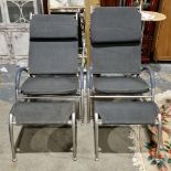 Pair of Gaze Burvill reclining garden chairs together with matching footstools, constructed from