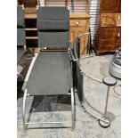 Pair of Gaze Burvill reclining garden sun loungers, constructed from brushed stainless steel and