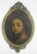 School of Godfrey Kneller Oil on board Head and shoulders portrait of a girl, said to be portrait of