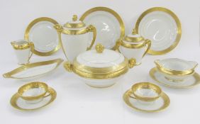 Late 20th century Limoges (P&L) porcelain tooled gilt dinner, tea and coffee-service, printed blue
