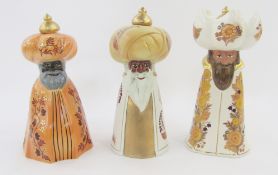 Three Danish porcelain 'Wise Men' candleholders and covers designed by Mads Stage for Danimerco,