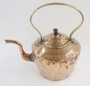 Victorian copper kettle, with upright brass handle, 32cm high